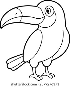 Simple Toucan bird Vector Illustration for Coloring