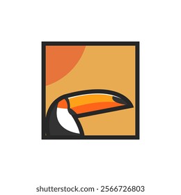 simple toucan vector like a painting in a frame