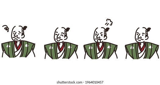 Simple touch illustration of Oda Nobunaga Facial expression set Japanese historical figures