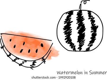 simple touch watermelon vector illustration