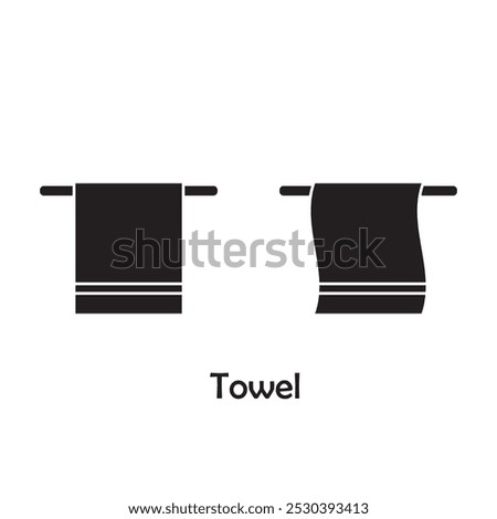 Simple towel icon vector isolated on white background in silhouette style. Bathroom accessories. Icon for web design, tag, label.