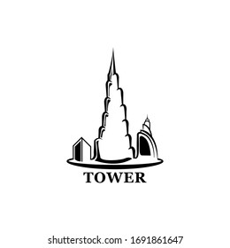 simple tower logo. building company logo.