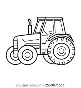Ilustración vectorial simple del tractor en el fondo blanco. Diseño de icono de tractor de línea 
