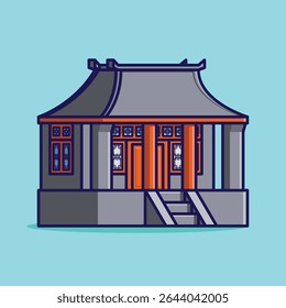 Simple Traditional Chinese Courtyard House cartoon vector illustration Collection of Traditional House concept icon isolated