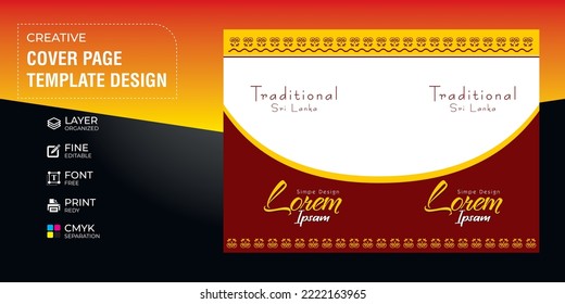 Simple Traditional Cover Page Design Template File Cover Design, Brochure Cover Sri Lankan Culture 