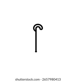 A simple, traditional walking cane with a classic curved hook handle and a single tip at the base.