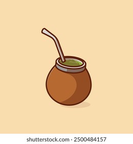 Simple traditional yerba mate tea cartoon vector illustration Collection of drinks concept icon isolated