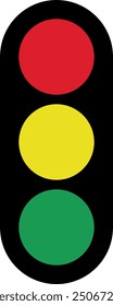 Simple traffic light icon, vertical position, green, yellow and red light