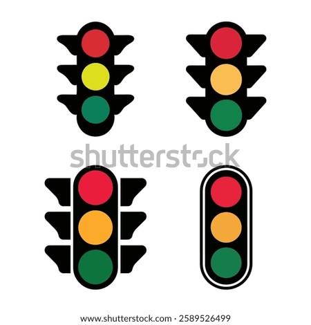 Simple traffic light icons in various states