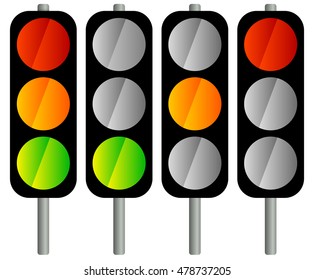 Simple traffic light / traffic lamp icon set