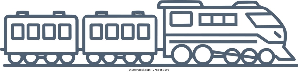 A simple train icon featuring passenger cars and a locomotive engine, suitable for transportation or travel themes.