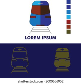 logo simple del tren. diseño elegante del logotipo en miniatura del tren, vector colorido del tren 