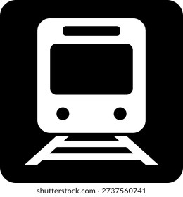 Simple train square monochrome icon, pictogram