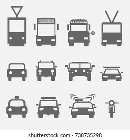 simple transport icons front view