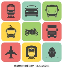 Simple transport icons set. Vector EPS8 illustration. 