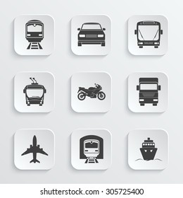 Simple transport icons set. Vector EPS10 illustration. 