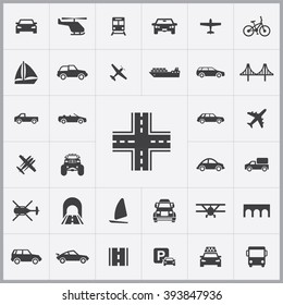 Simple transportation icons set. Universal transportation icon to use for web and mobile UI, set of basic transportation elements