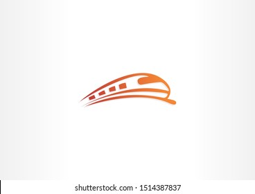 Simple transportation logo design with train shape