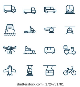simple transportation thin line icons set vector illustration