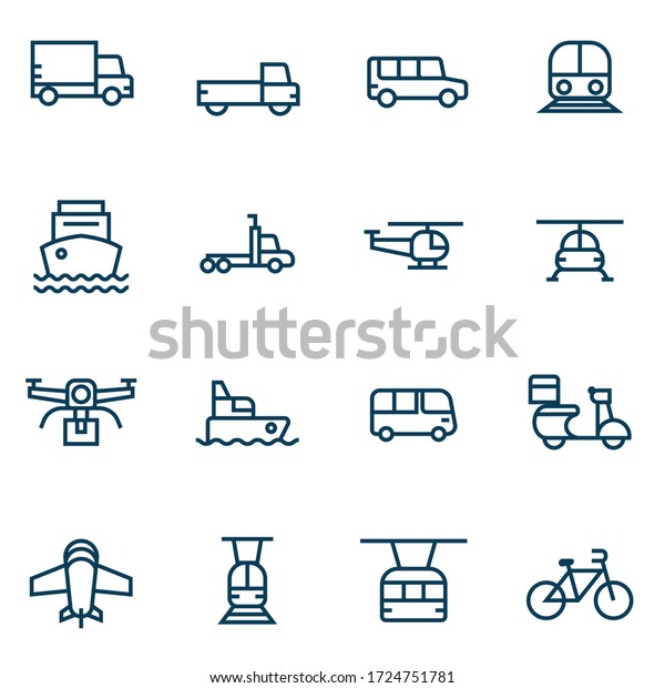 simple transportation thin line icons set\
vector illustration