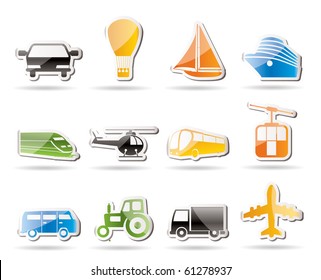Simple Transportation and travel icons - vector icon set