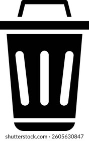 A Simple Trash Bin Icon Vector Illustration on White Background. 