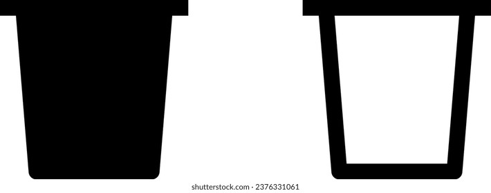 Simple Trash Bin Waste Rubbish Recycle Garbage Delete Button Symbol Icon. Vector Image.