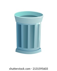 Simple trash can bin. Cartoon style. Object isolated on white background. Vector.