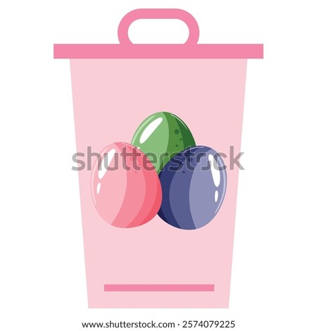 simple trash can icon with an easter design, namely with colorful easter eggs located in the middle of the icon, for various designs, posters or banners