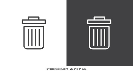 Simple trash can icons in line style. Delete icon line, Trash linear pictogram pack. Waste and recycle icons. Modern vector trash can symbol isolated on white background.