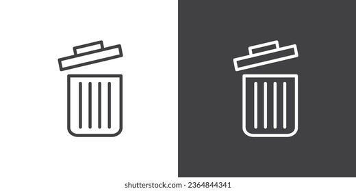 Simple trash icons in line style. Delete icon line, Trash can linear pictogram pack. Waste and recycle icons. Modern vector trash can symbol isolated on white background.