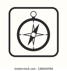 Simple travel icon of compass. Universal travel icon to use for web and mobile UI, set of basic UI travel elements. Vector illustration.