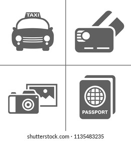 Simple travel icons set. Universal travel icons to use for web and mobile UI, set of basic UI travel elements