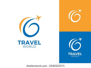 logotipo de viagem simples. avião com design de vetor ícone globo