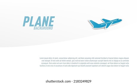 Simple Travel White Background With Contour Plane . EPS10 Vector
