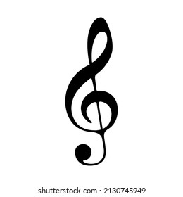 Simple treble clef vector icon. Music icon.