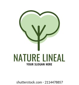 simple tree abstract logo. lineal color style vector.