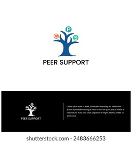 simple tree branch trunk logo, strong peer support business logo brand template, sustainable  grow plant vector