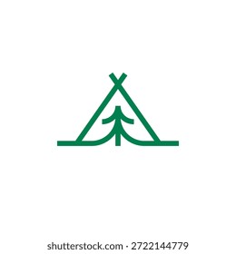 Einfaches Baum-Camp-Line-Logo 