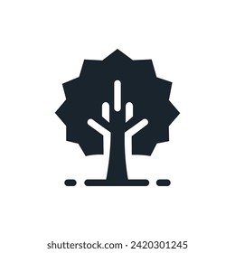 Sencillo icono de la silueta de decoración arbórea. Árboles del parque y del jardín, naturaleza, concepto de bosque. Ilustración del vector