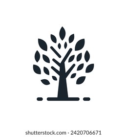 Sencillo icono de la silueta de decoración arbórea. Árboles del parque y del jardín, naturaleza, concepto de bosque. Ilustración del vector