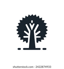 Sencillo icono de la silueta de decoración arbórea. Árboles del parque y del jardín, naturaleza, concepto de bosque. Ilustración del vector