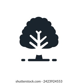 Sencillo icono de la silueta de decoración arbórea. Árboles del parque y del jardín, naturaleza, concepto de bosque. Ilustración del vector