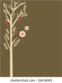 simple tree design with little red poppy