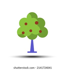 Icono plano de árbol simple, concepto relacionado con el árbol y la naturaleza en el fondo blanco