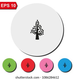 Simple tree flat round colorful vector icon.