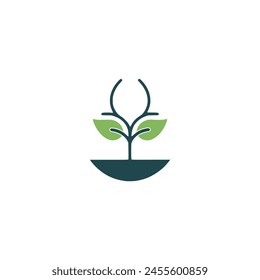simple tree growing logo vector illustration template design