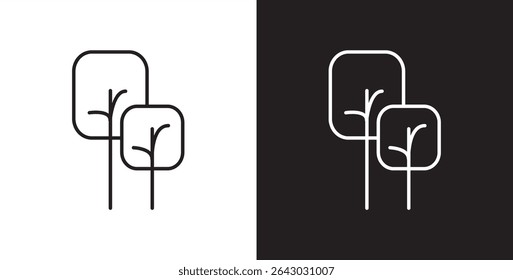 Simple tree icon. Botanical icon, Tropical vector illustration in transparent and black background. 