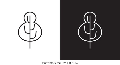 Simple tree icon. Botanical icon, Tropical vector illustration in transparent and black background. 