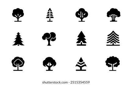 simple tree icon collection silhouettes